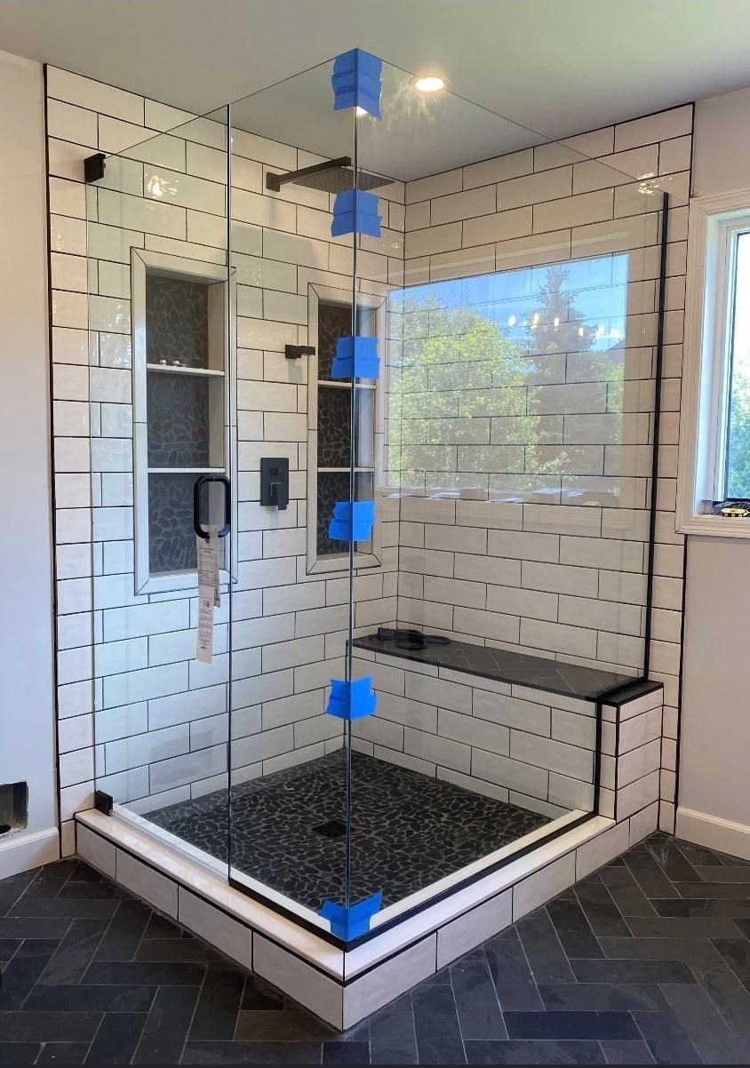 Custom frameless corner shower glass