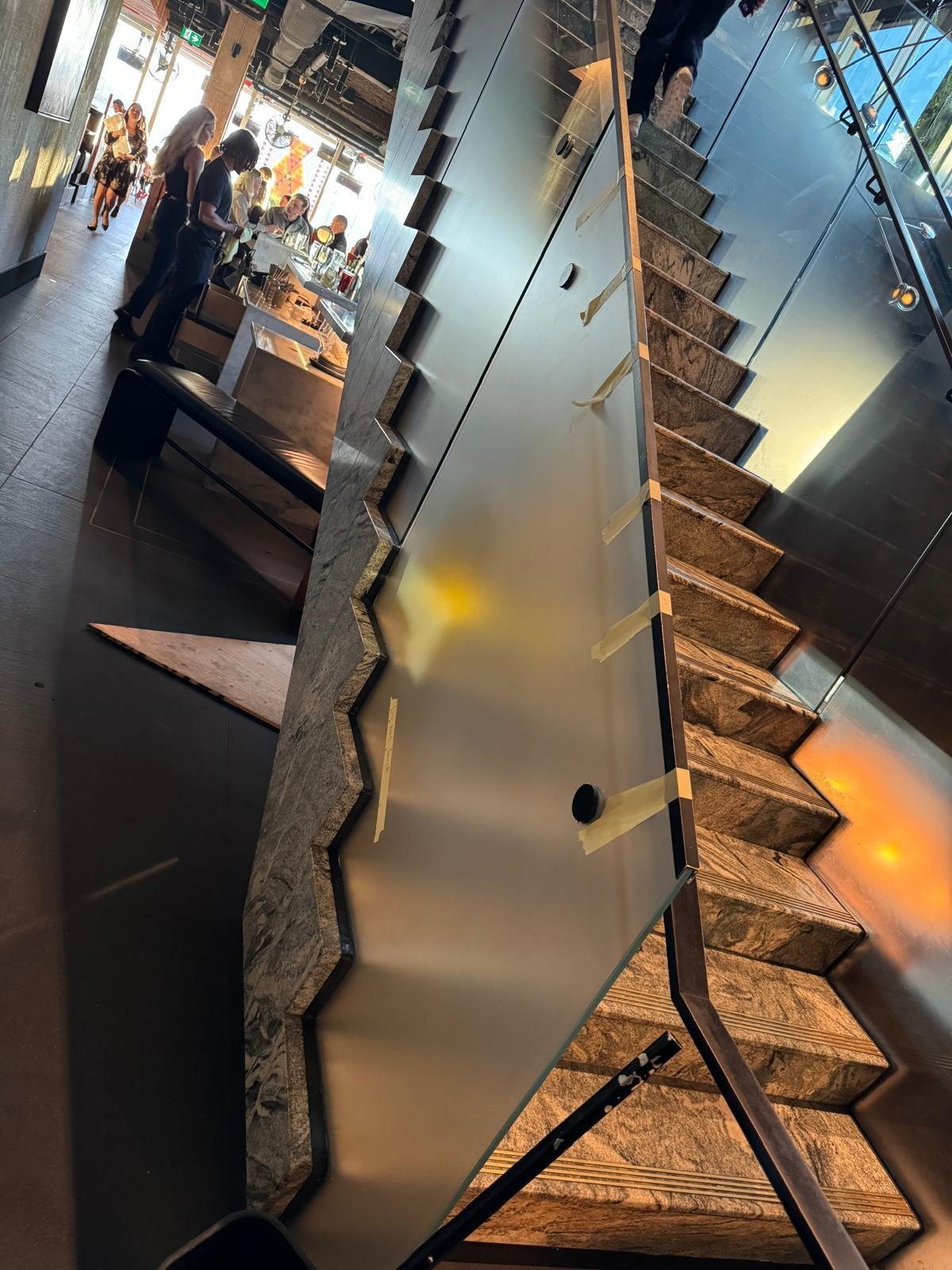 Frosted glass stair partition